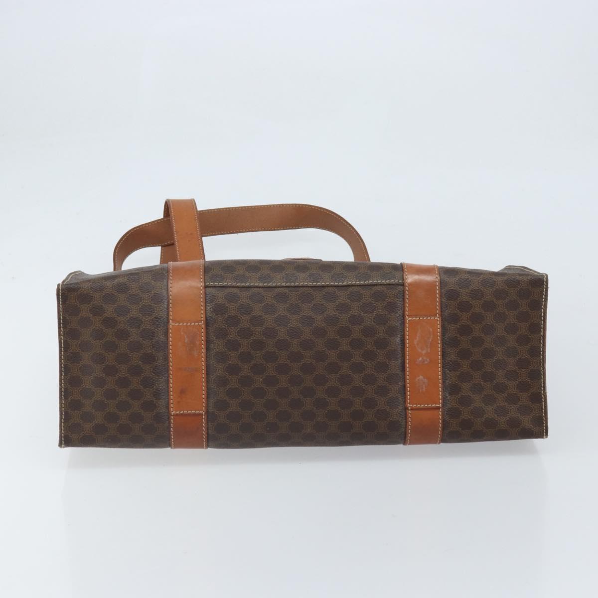 CELINE Macadam Canvas Tote Bag PVC Leather Brown Gold Auth 172223