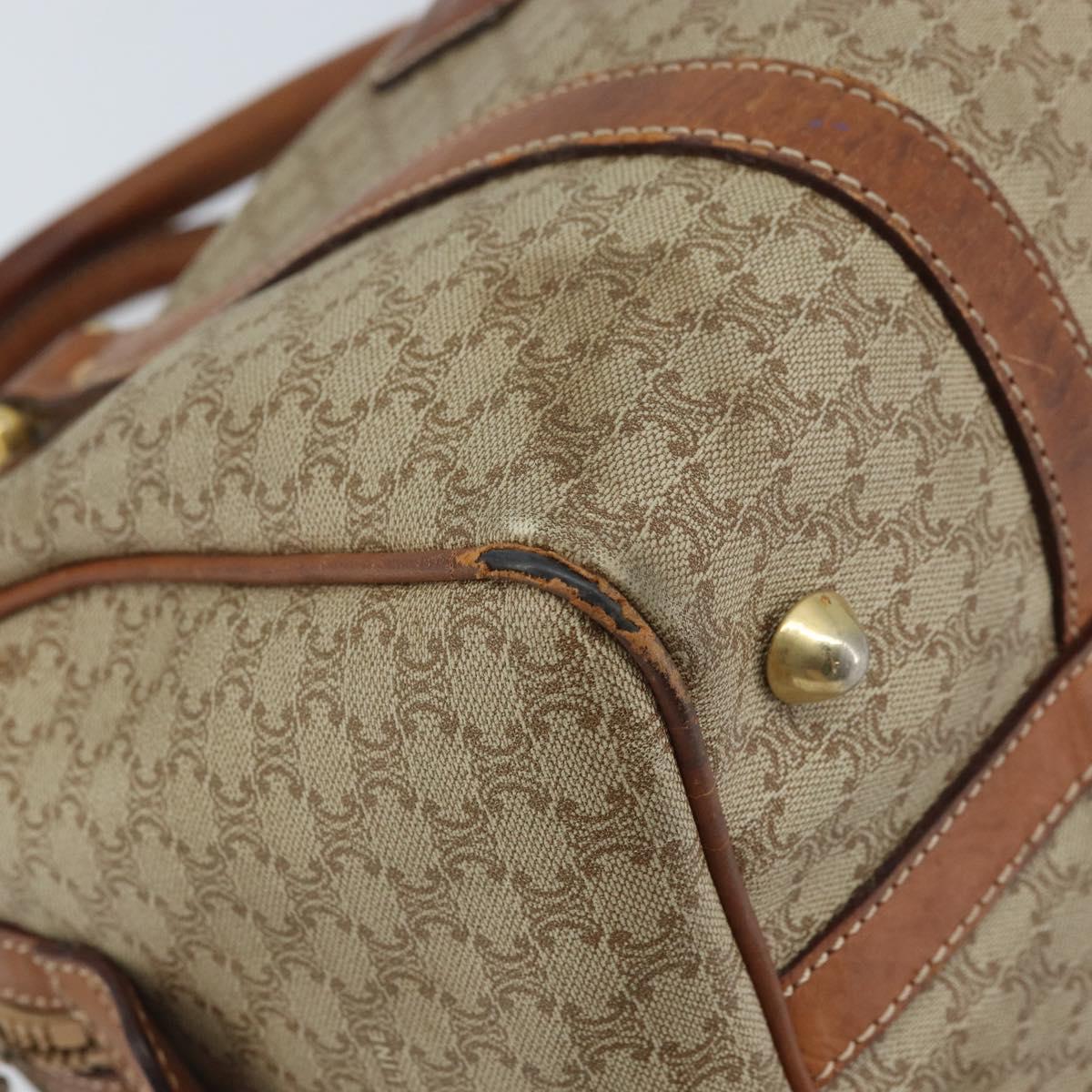 CELINE Macadam Canvas Hand Bag PVC Leather Beige Gold Auth 172224