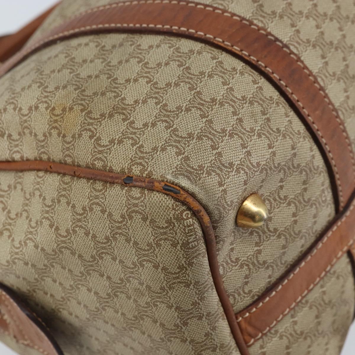 CELINE Macadam Canvas Hand Bag PVC Leather Beige Gold Auth 172224