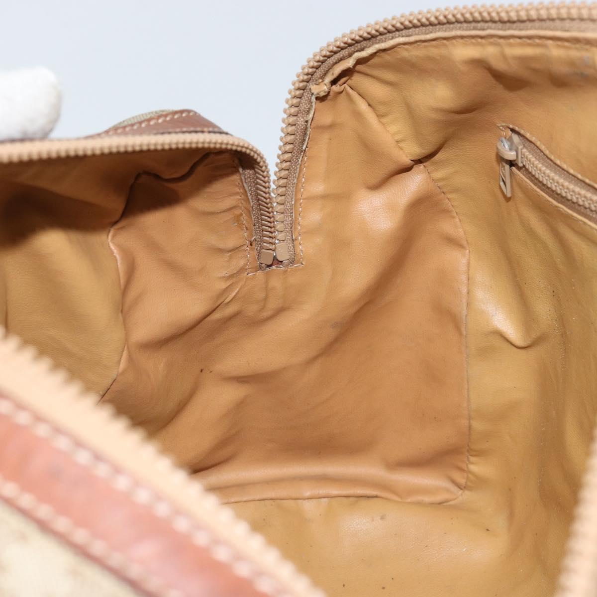 CELINE Macadam Canvas Hand Bag PVC Leather Beige Gold Auth 172224