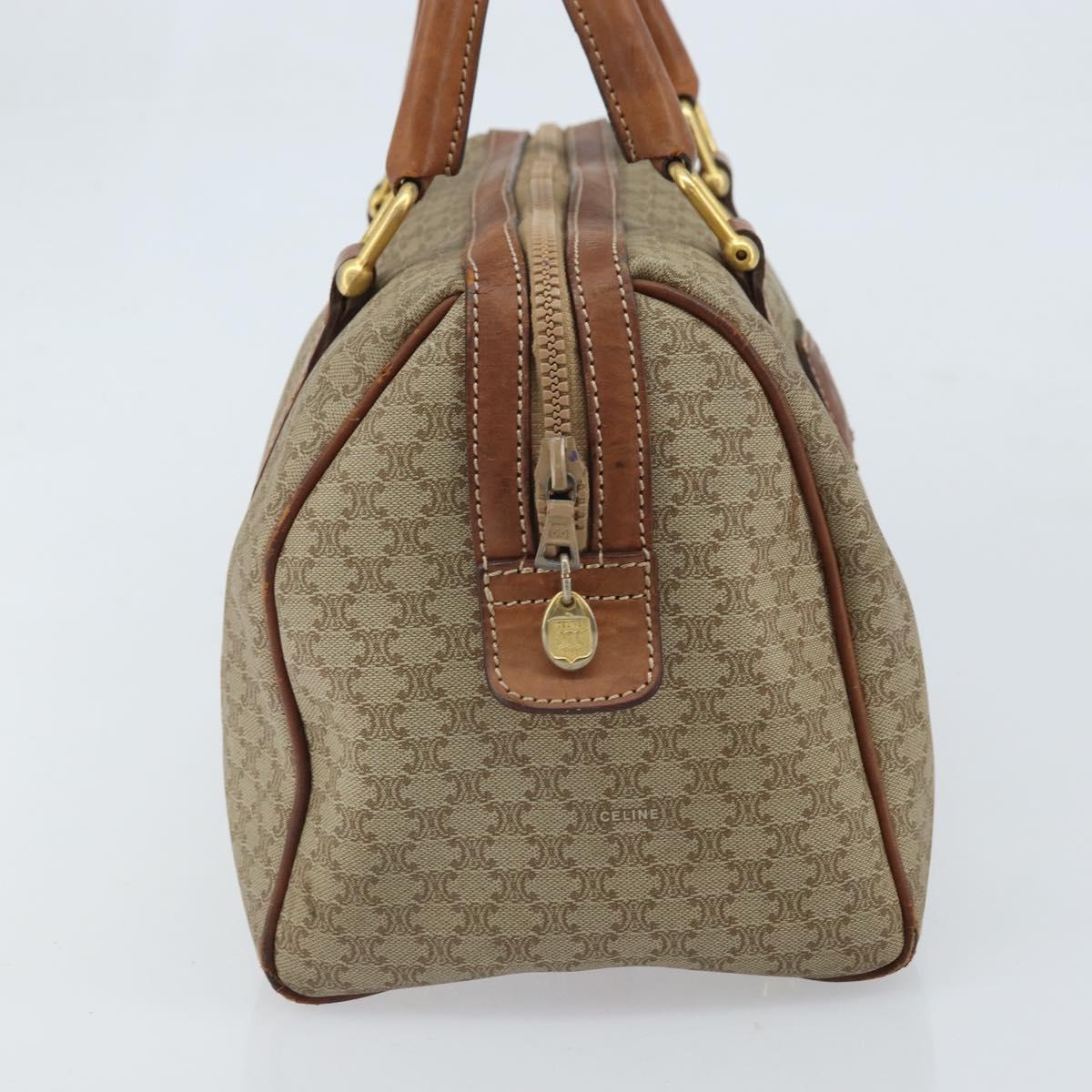 CELINE Macadam Canvas Hand Bag PVC Leather Beige Gold Auth 172224