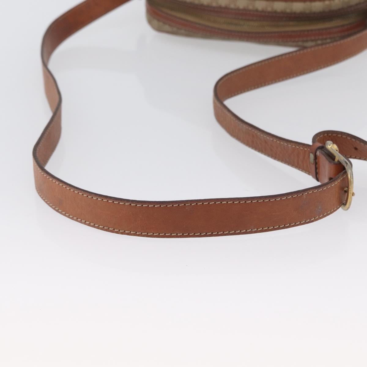 CELINE Macadam Canvas Shoulder Bag PVC Leather Beige Gold Auth 172225