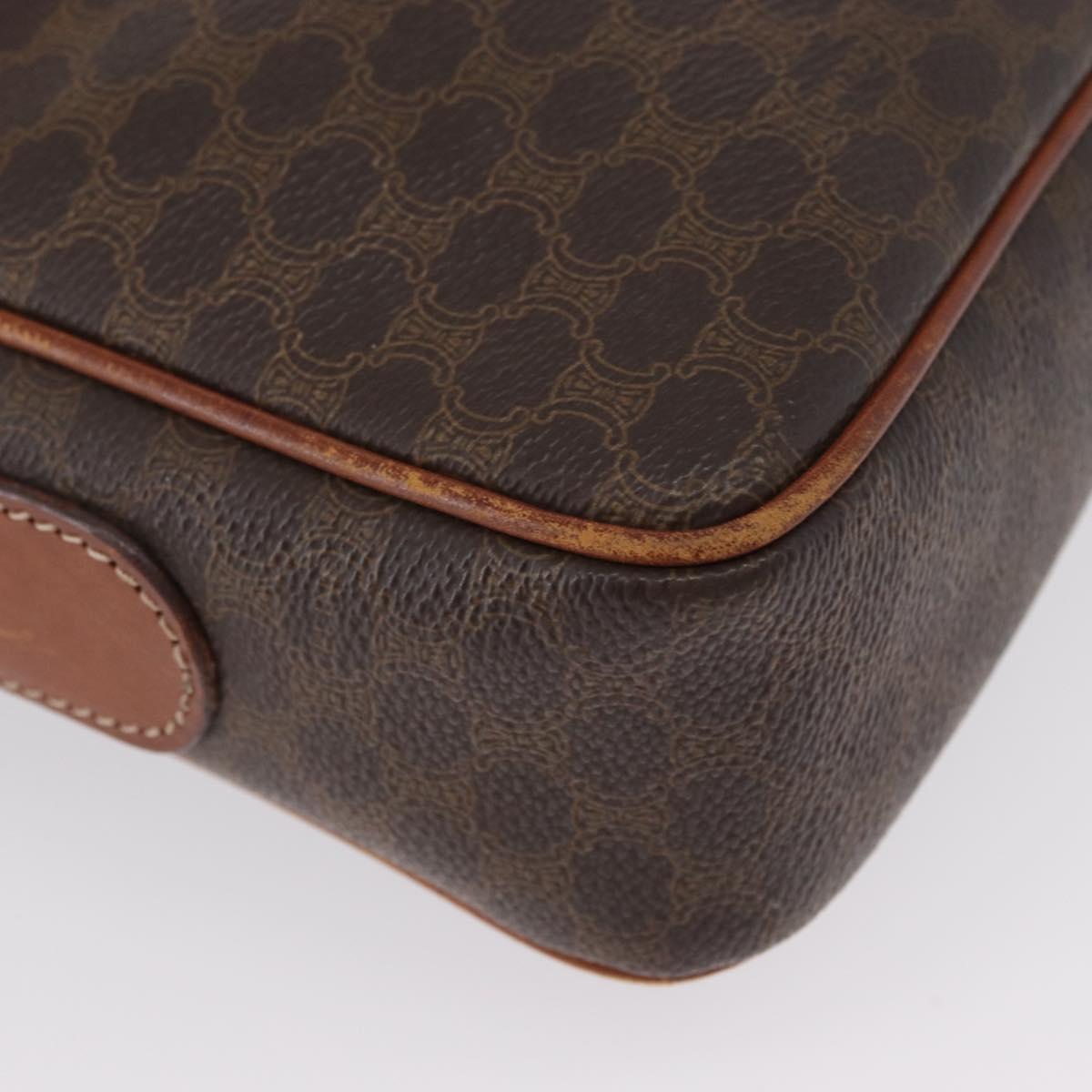 CELINE Macadam Canvas Shoulder Bag PVC Leather Brown Gold Auth 172226