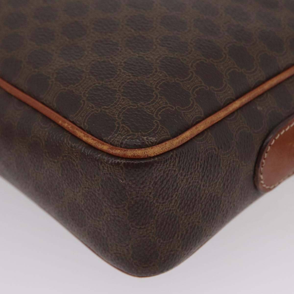 CELINE Macadam Canvas Shoulder Bag PVC Leather Brown Gold Auth 172226