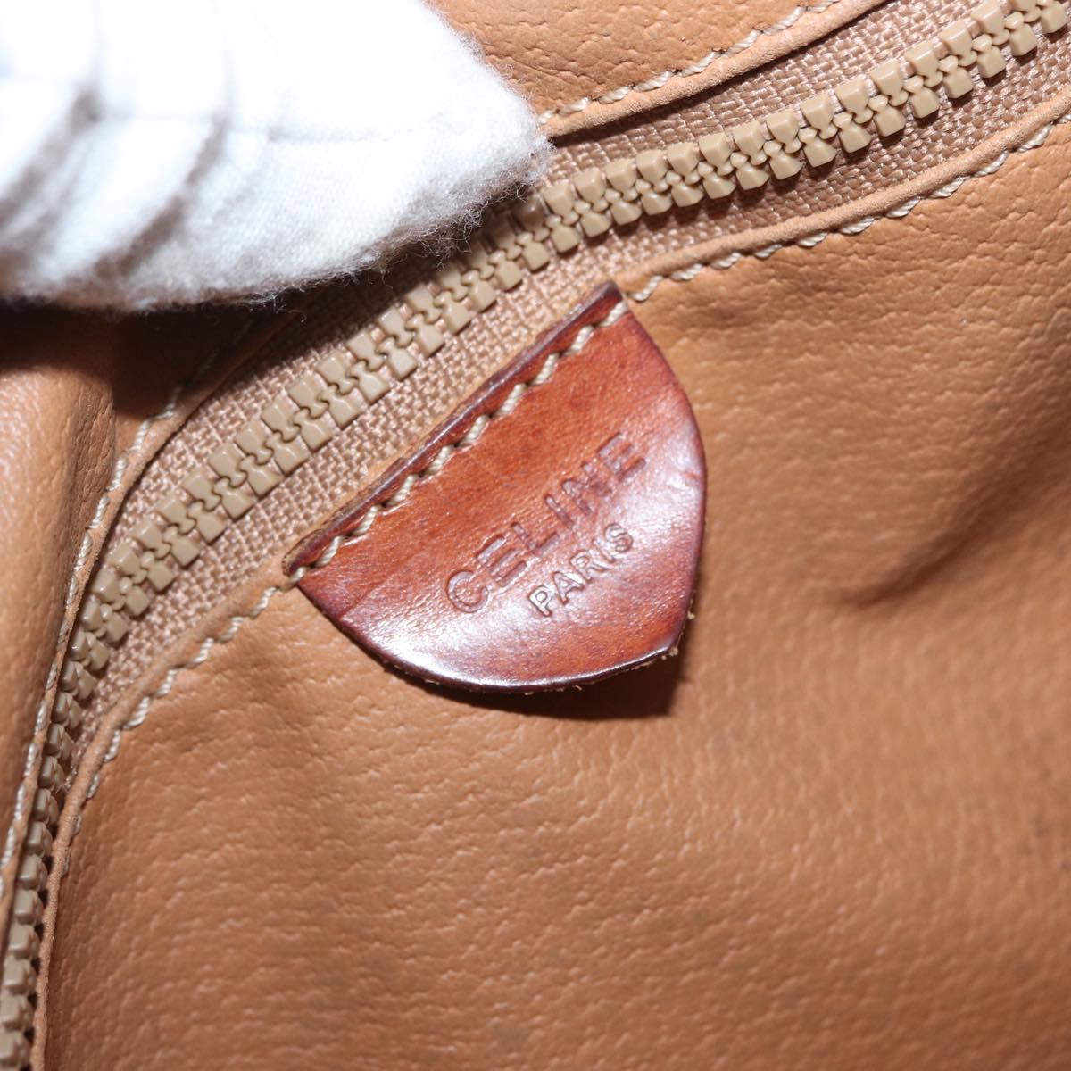 CELINE Macadam Canvas Shoulder Bag PVC Leather Brown Gold Auth 172226
