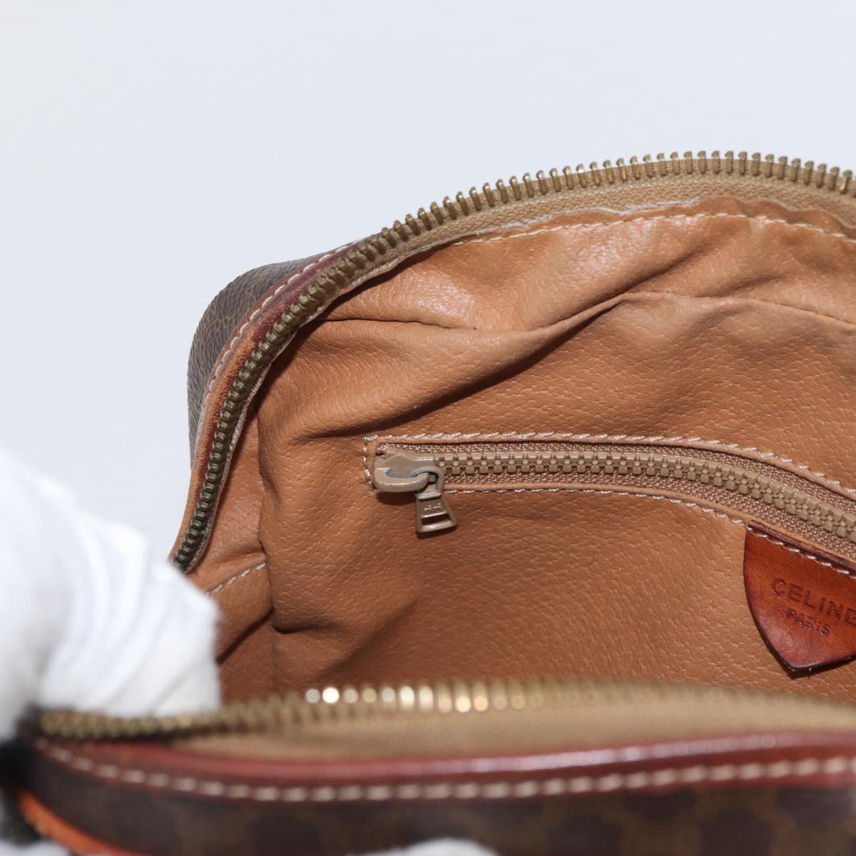 CELINE Macadam Canvas Shoulder Bag PVC Leather Brown Gold Auth 172226