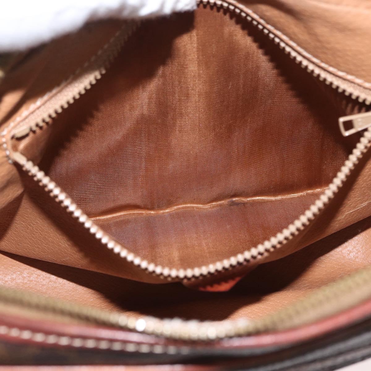 CELINE Macadam Canvas Shoulder Bag PVC Leather Brown Gold Auth 172226