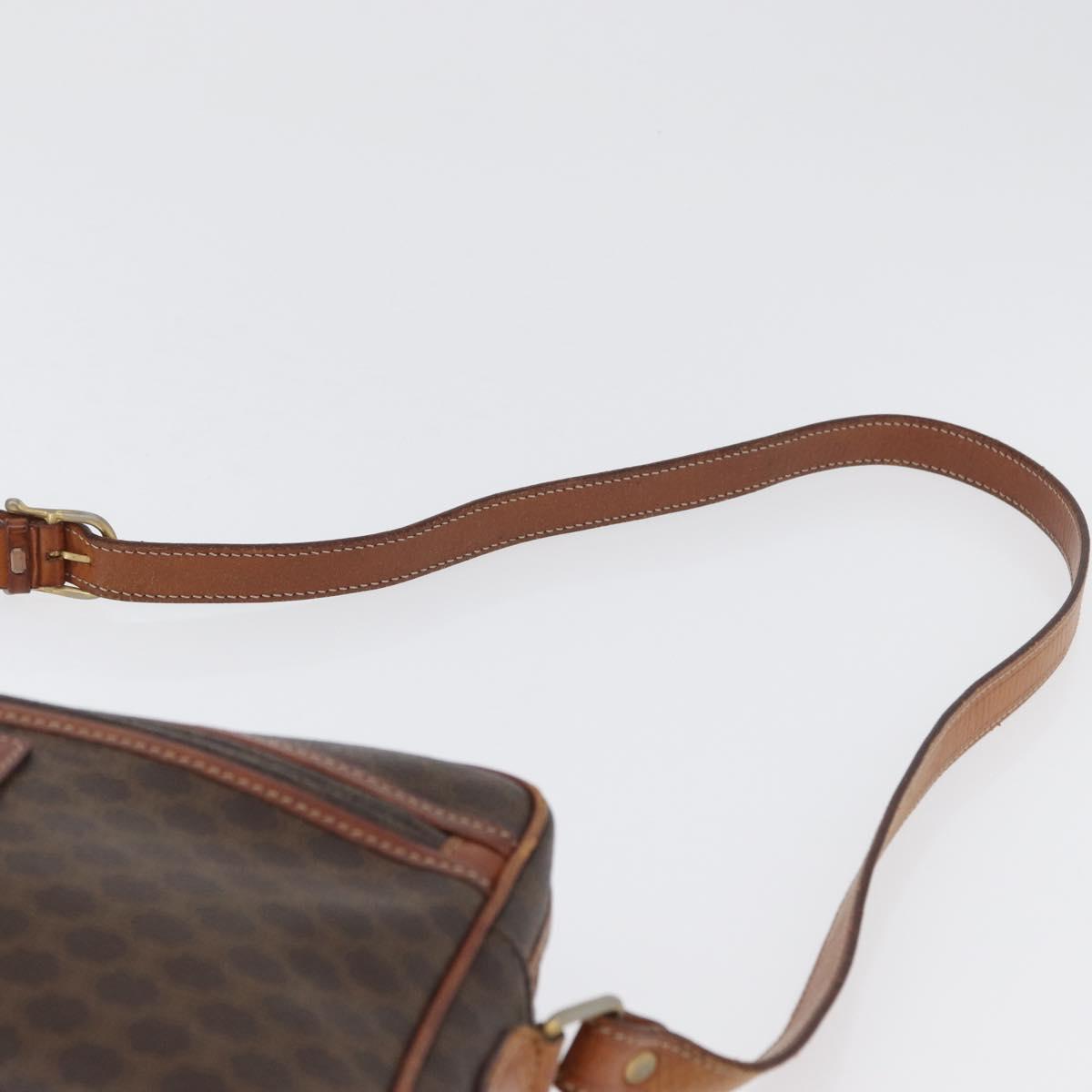 CELINE Macadam Canvas Shoulder Bag PVC Leather Brown Gold Auth 172226
