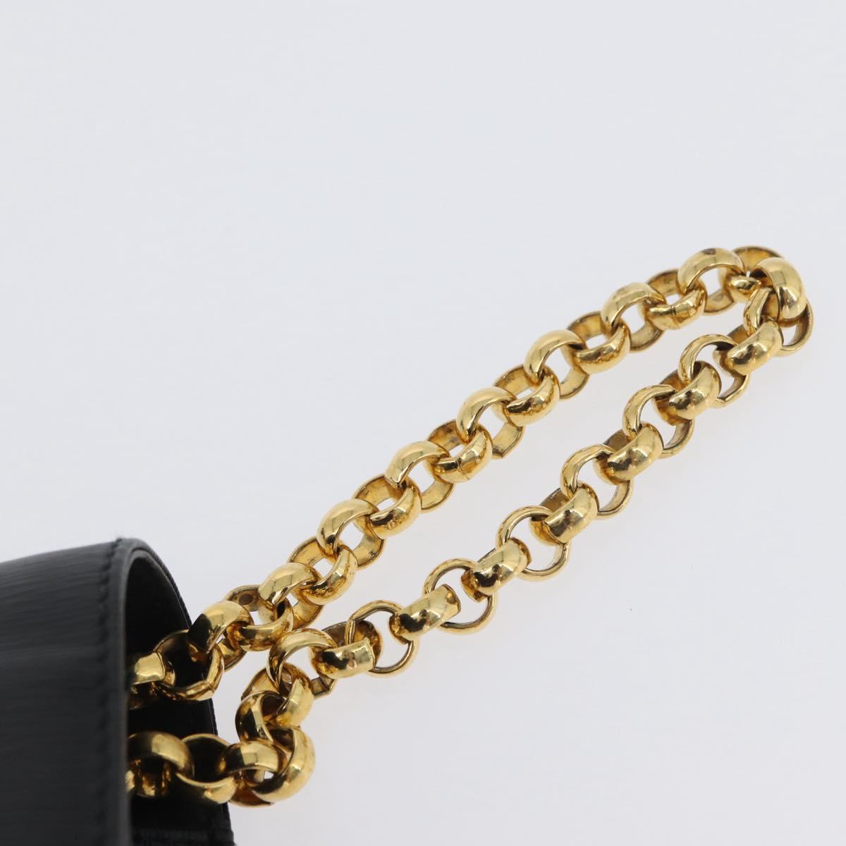 Chloe Chain Shoulder Bag Leather Black Gold Auth 172236