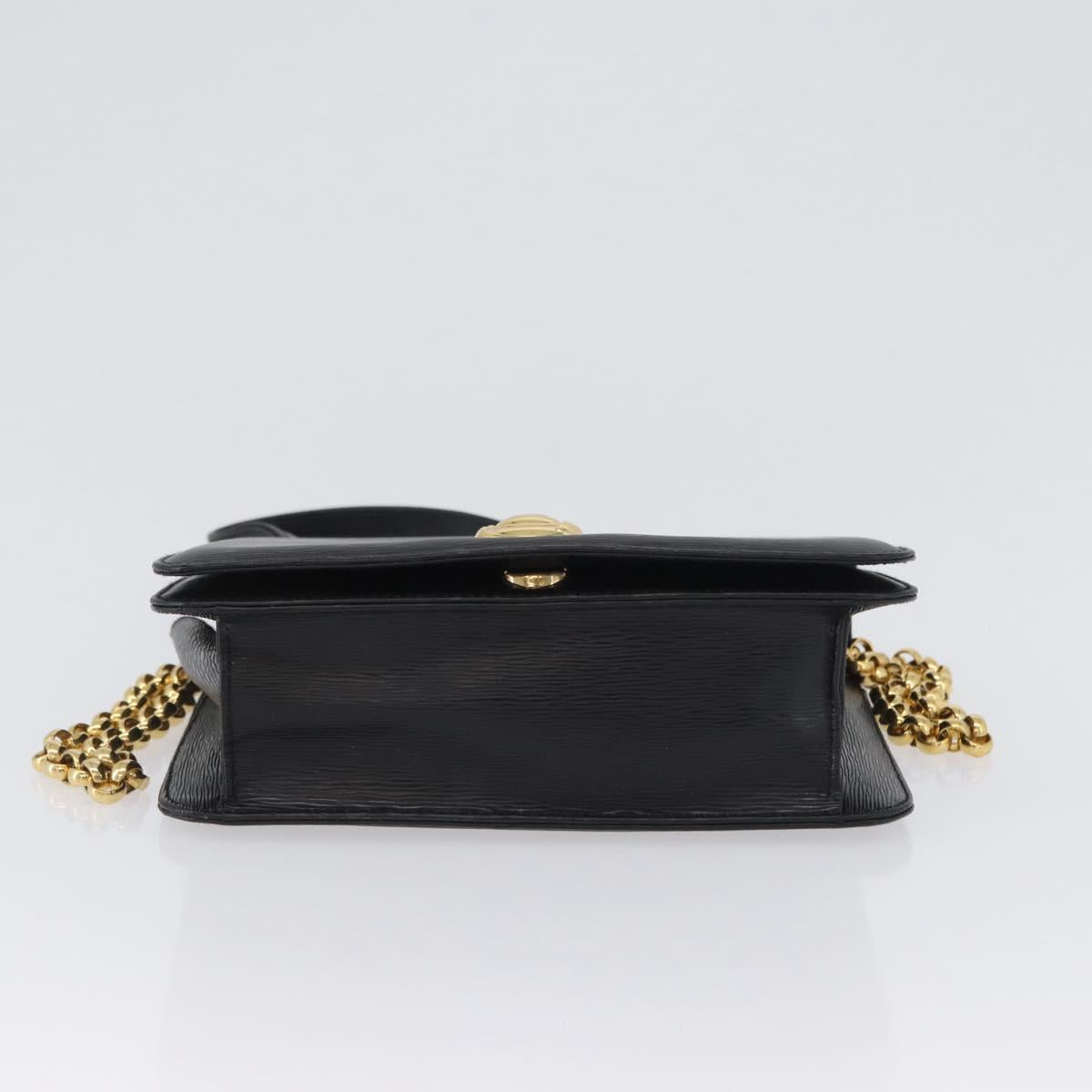 Chloe Chain Shoulder Bag Leather Black Gold Auth 172236