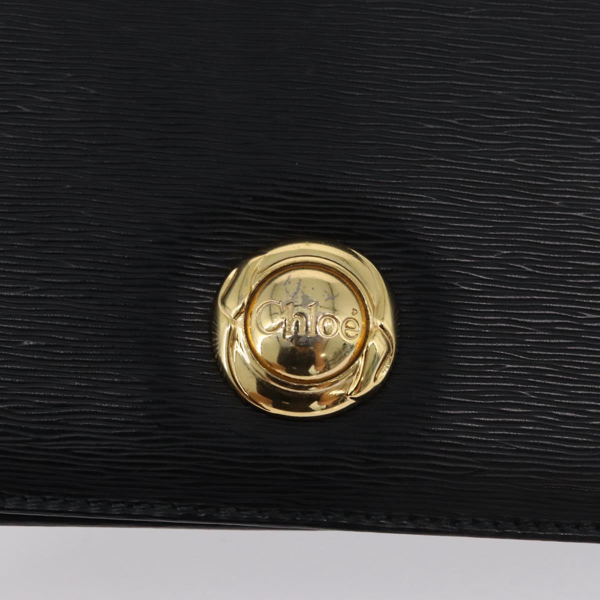 Chloe Chain Shoulder Bag Leather Black Gold Auth 172236