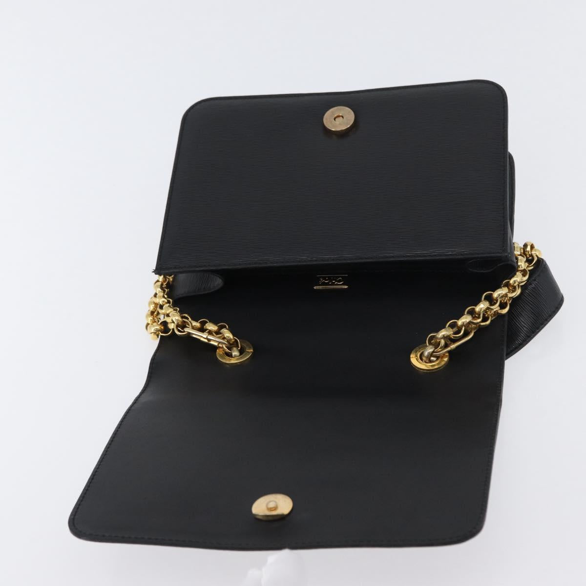 Chloe Chain Shoulder Bag Leather Black Gold Auth 172236