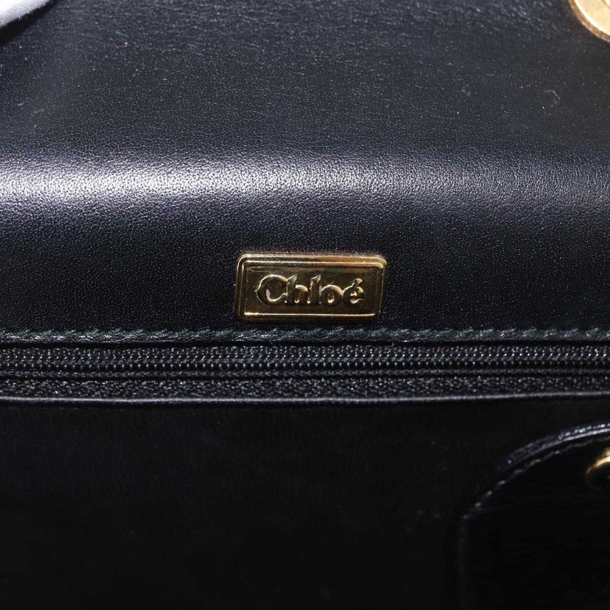 Chloe Chain Shoulder Bag Leather Black Gold Auth 172236