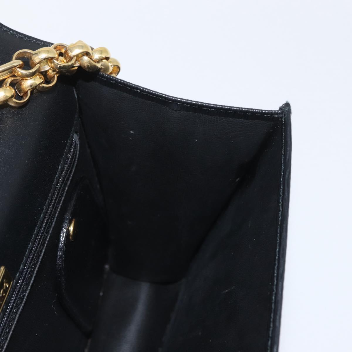 Chloe Chain Shoulder Bag Leather Black Gold Auth 172236