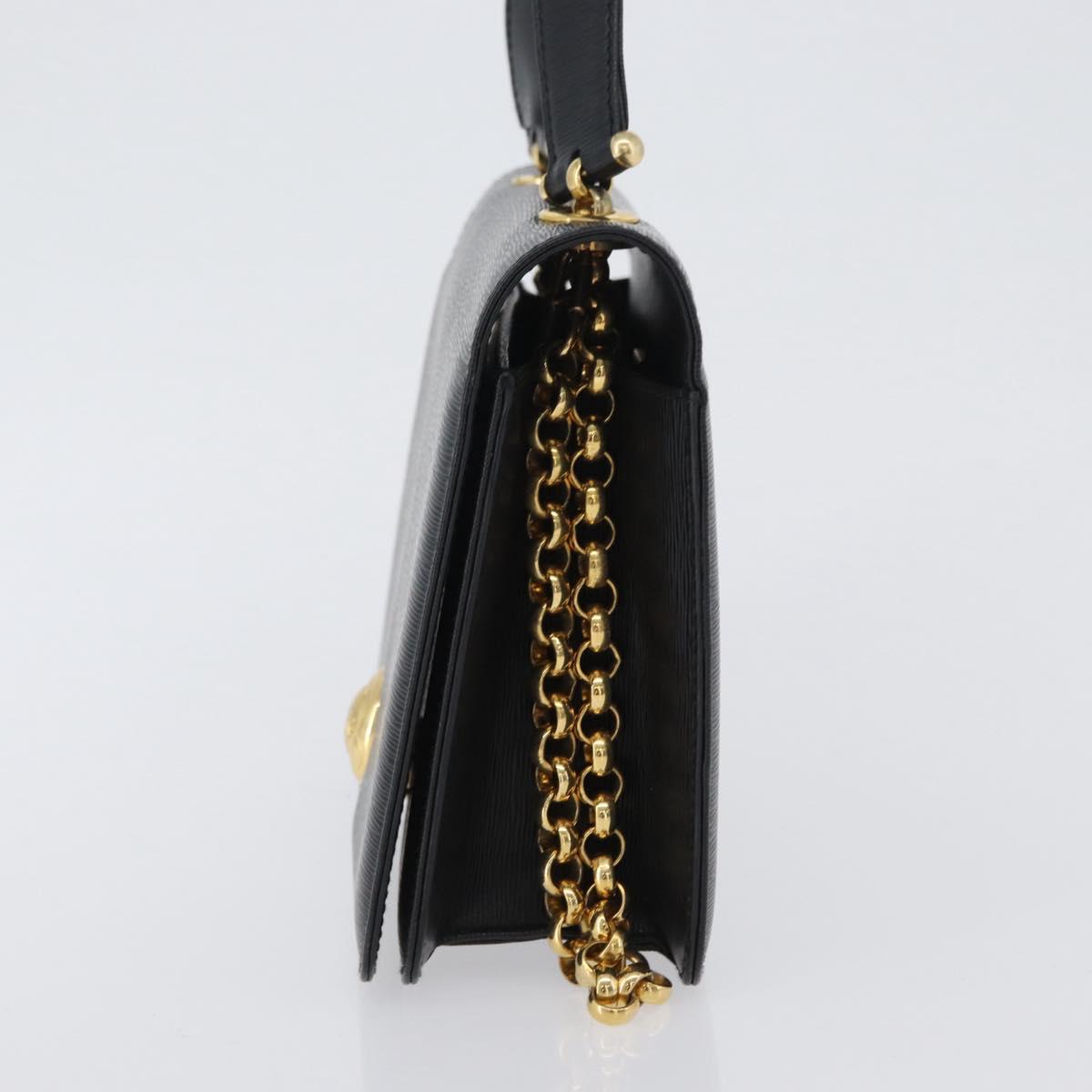 Chloe Chain Shoulder Bag Leather Black Gold Auth 172236