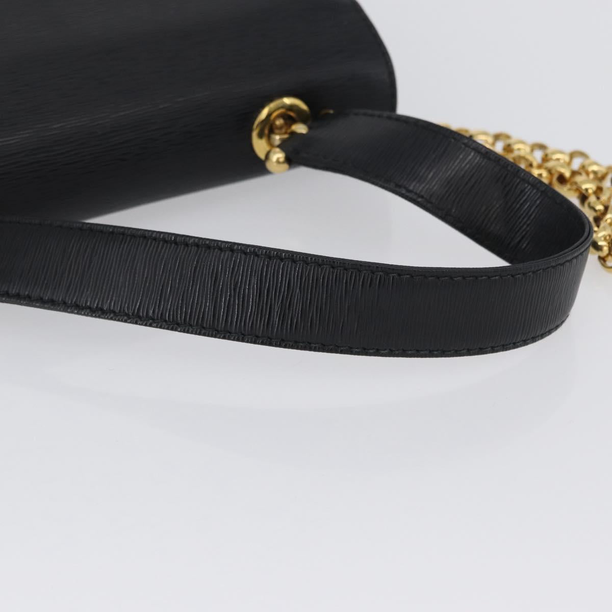 Chloe Chain Shoulder Bag Leather Black Gold Auth 172236