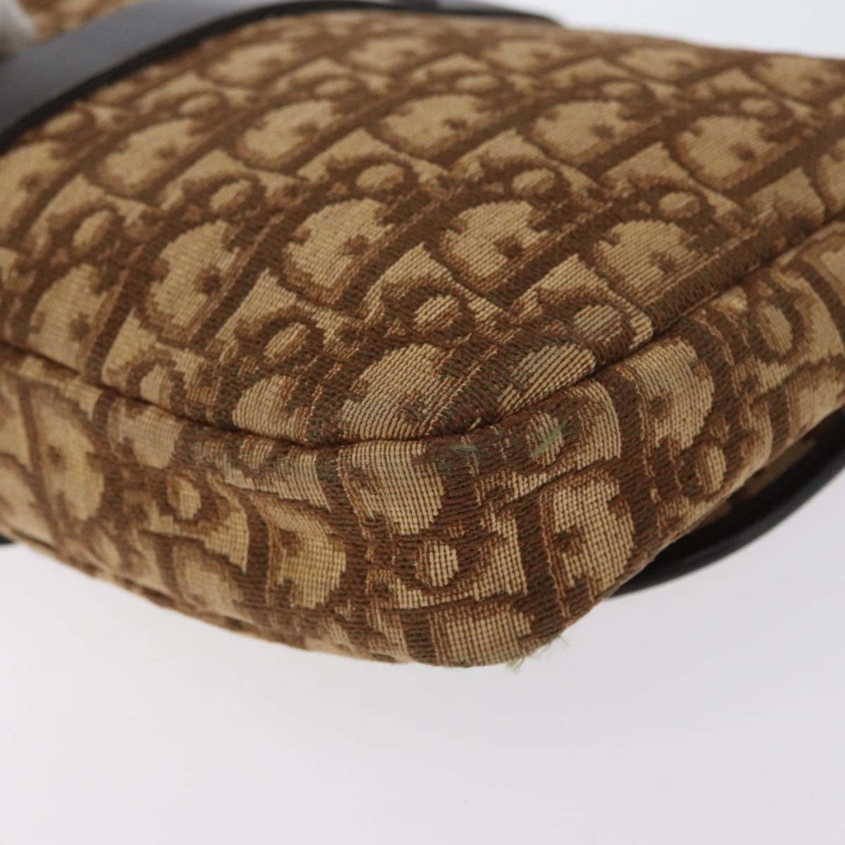 Christian Dior Trotter Canvas Shoulder Bag Brown Gold Auth 172238