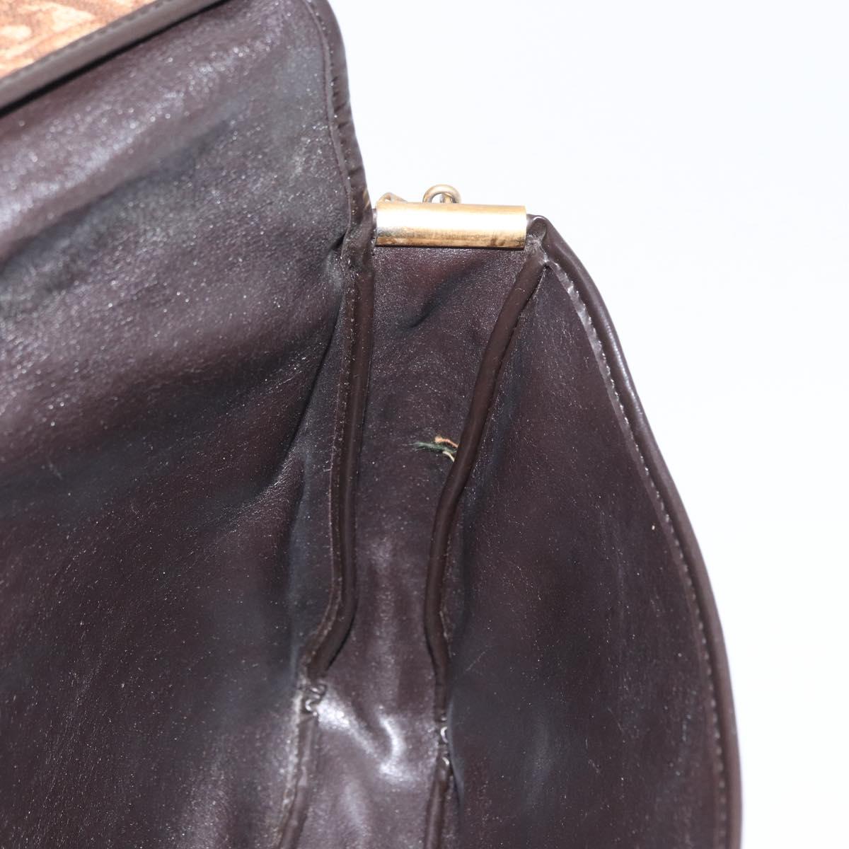 Christian Dior Trotter Canvas Shoulder Bag Brown Gold Auth 172238