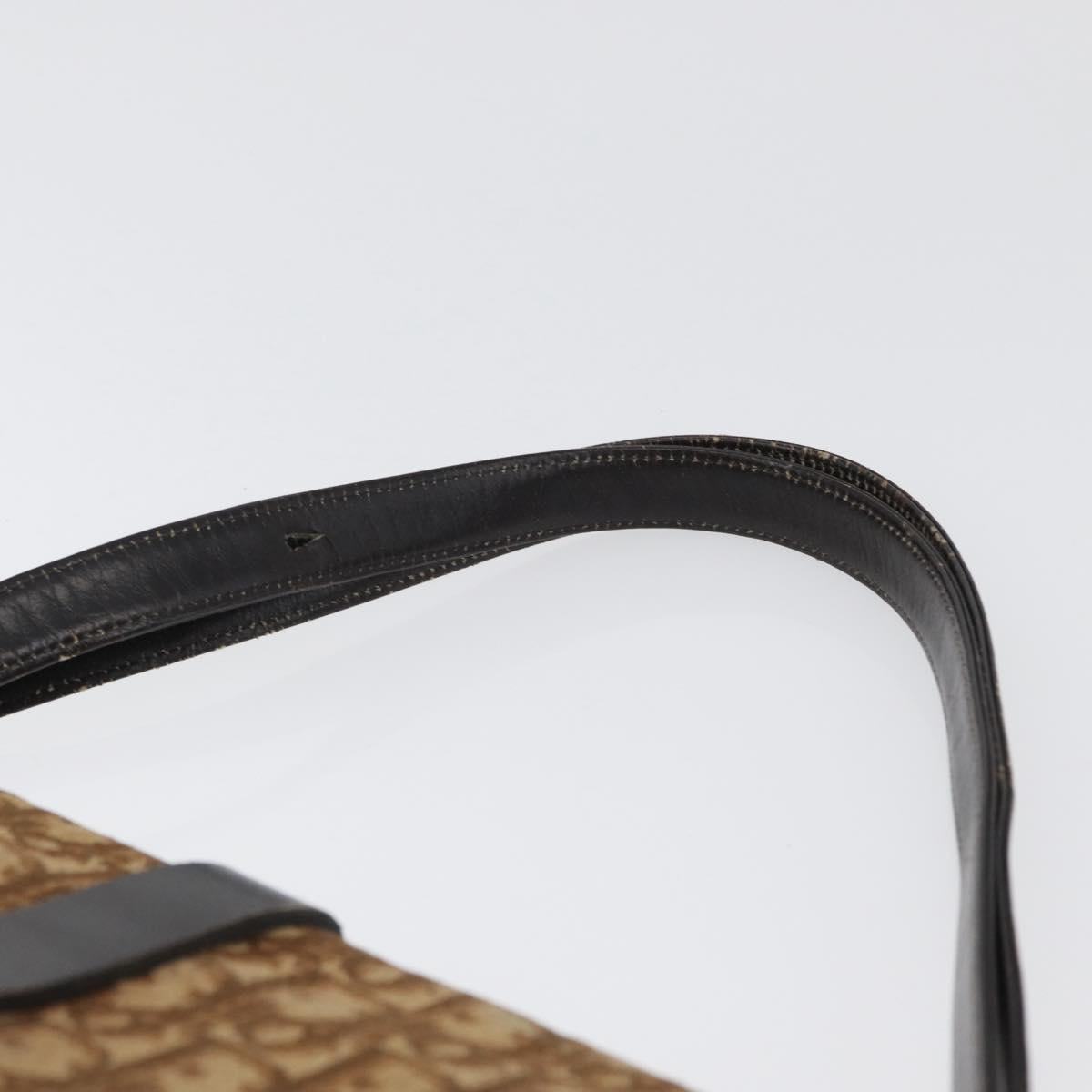 Christian Dior Trotter Canvas Shoulder Bag Brown Gold Auth 172238