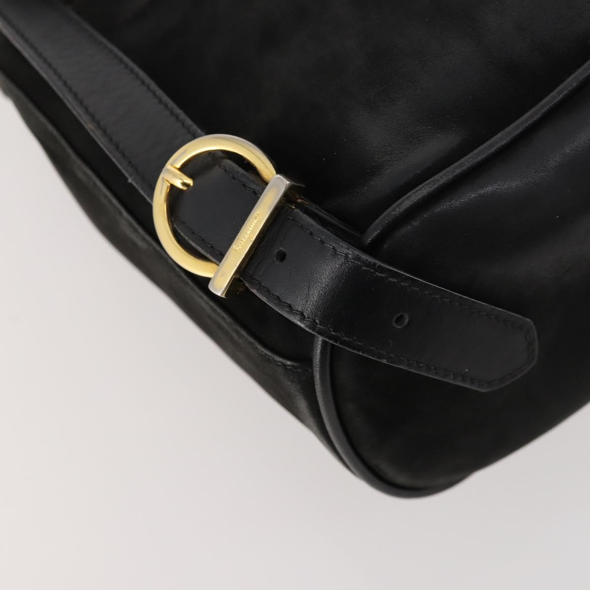 Salvatore Ferragamo Vara Ribbon Backpack Leather Black Gold Auth 172240