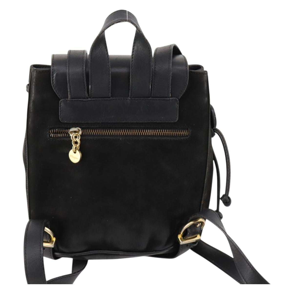 Salvatore Ferragamo Vara Ribbon Backpack Leather Black Gold Auth 172240