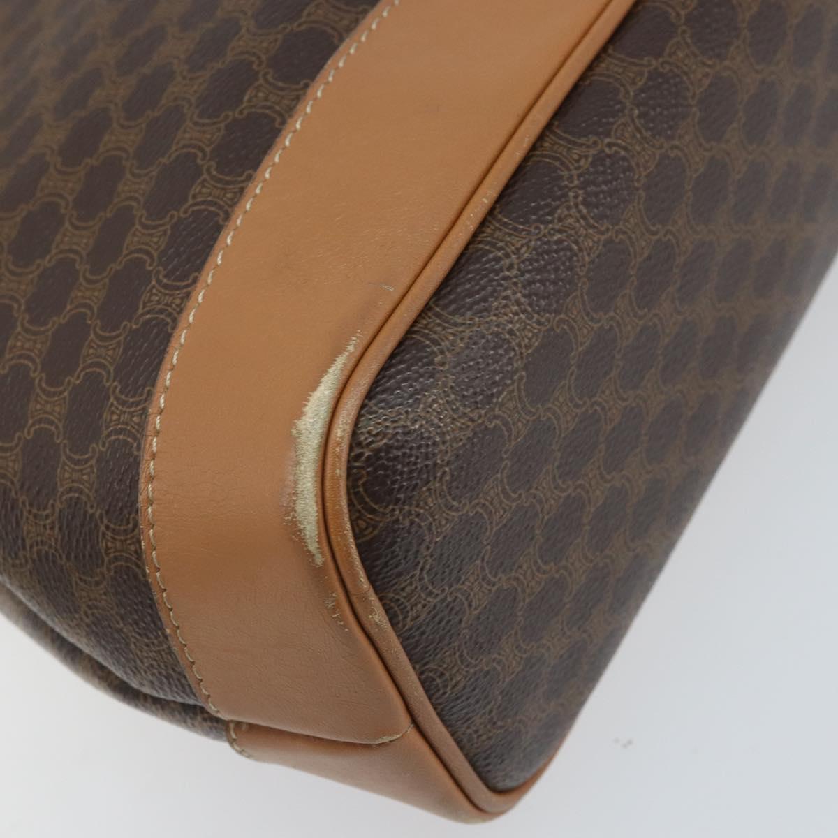 CELINE Macadam Canvas Hand Bag PVC Leather Brown Gold Auth 172241