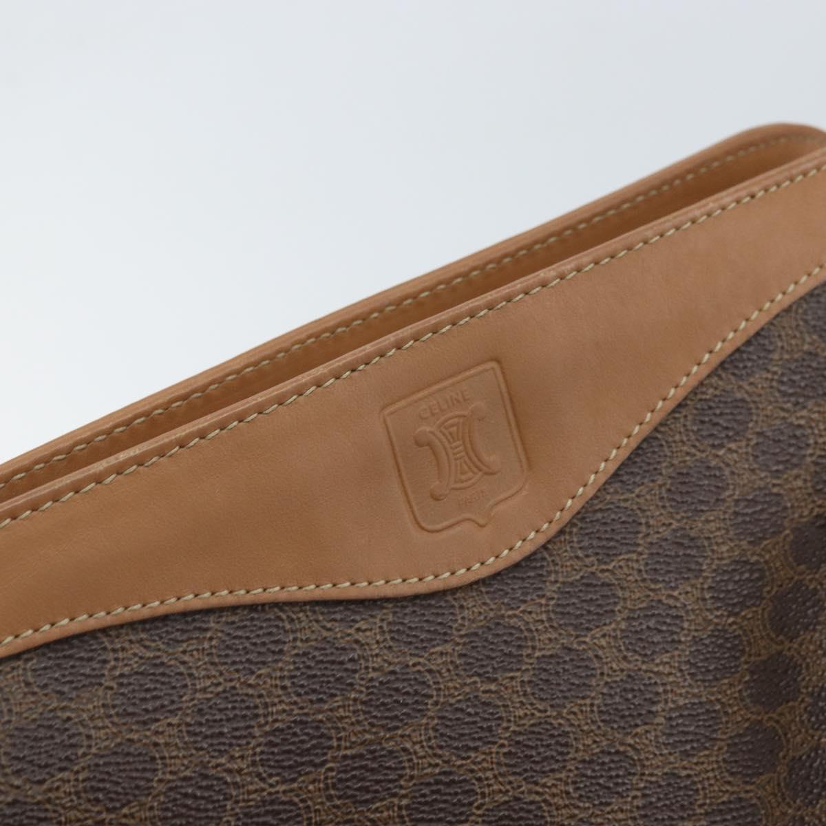 CELINE Macadam Canvas Hand Bag PVC Leather Brown Gold Auth 172241