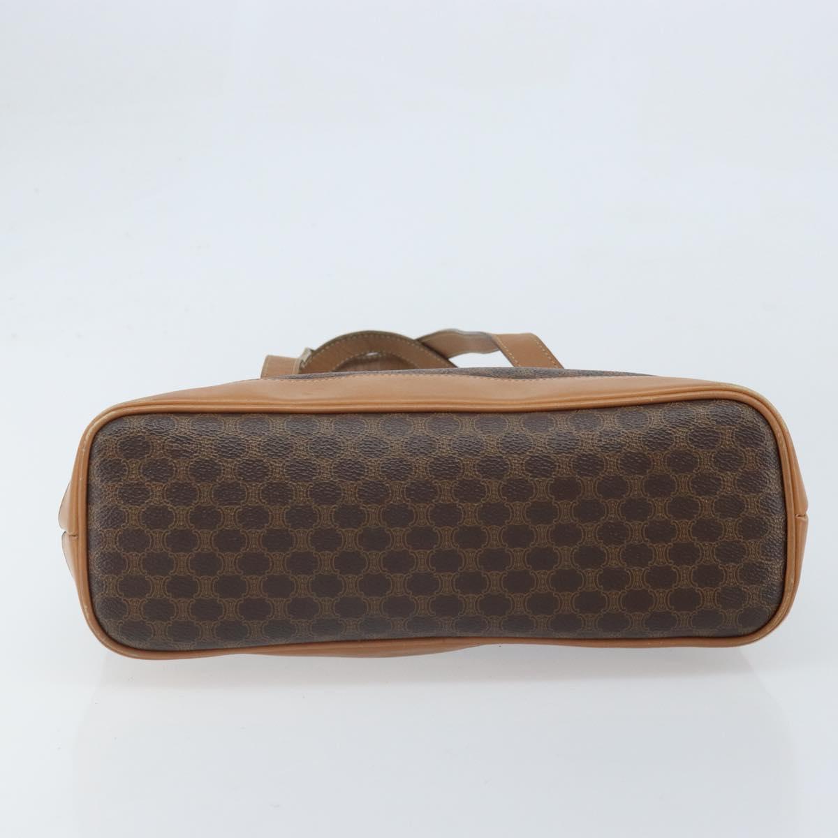 CELINE Macadam Canvas Hand Bag PVC Leather Brown Gold Auth 172241