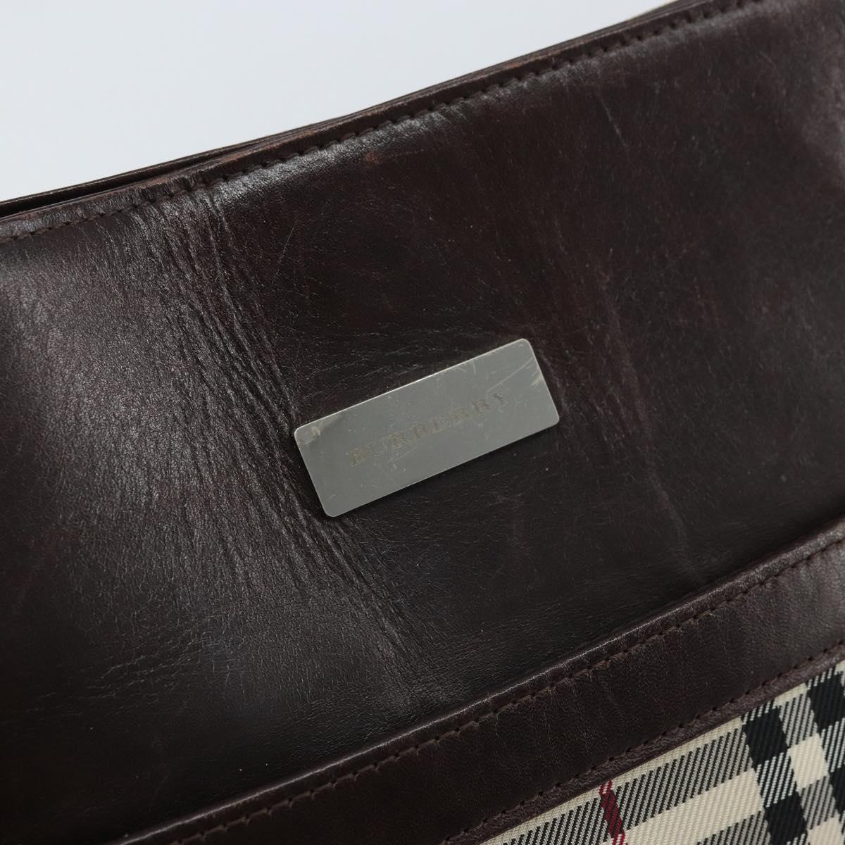 BURBERRY Nova Check Shoulder Bag Canvas Beige Silver Auth 172244