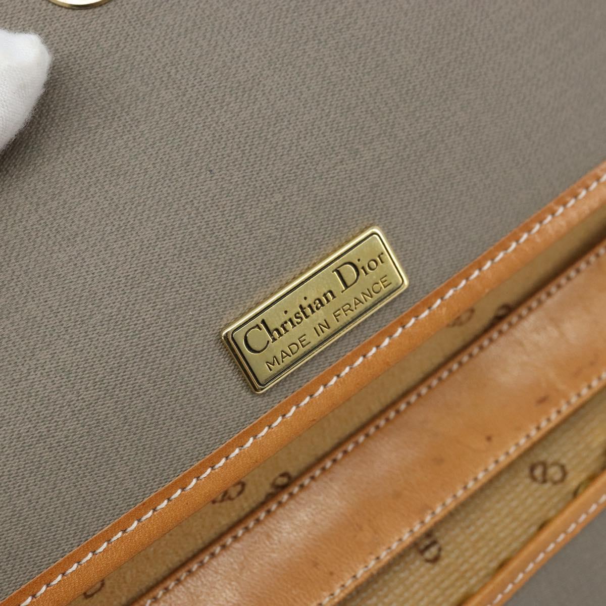 Christian Dior Chain Shoulder Bag Coated Canvas Gray Gold Auth 172247