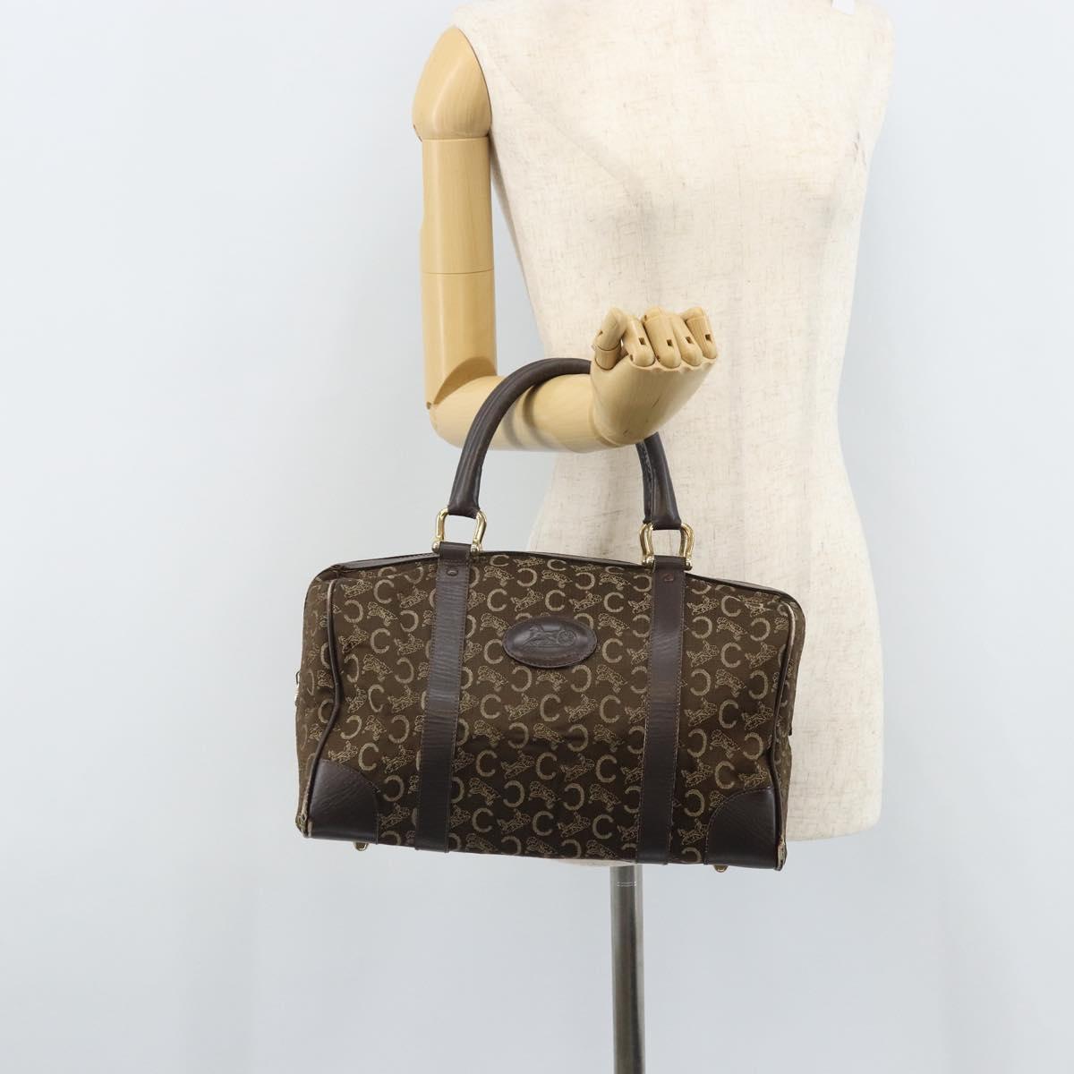 CELINE C Sulky Hand Bag Canvas Brown Gold Auth 172249