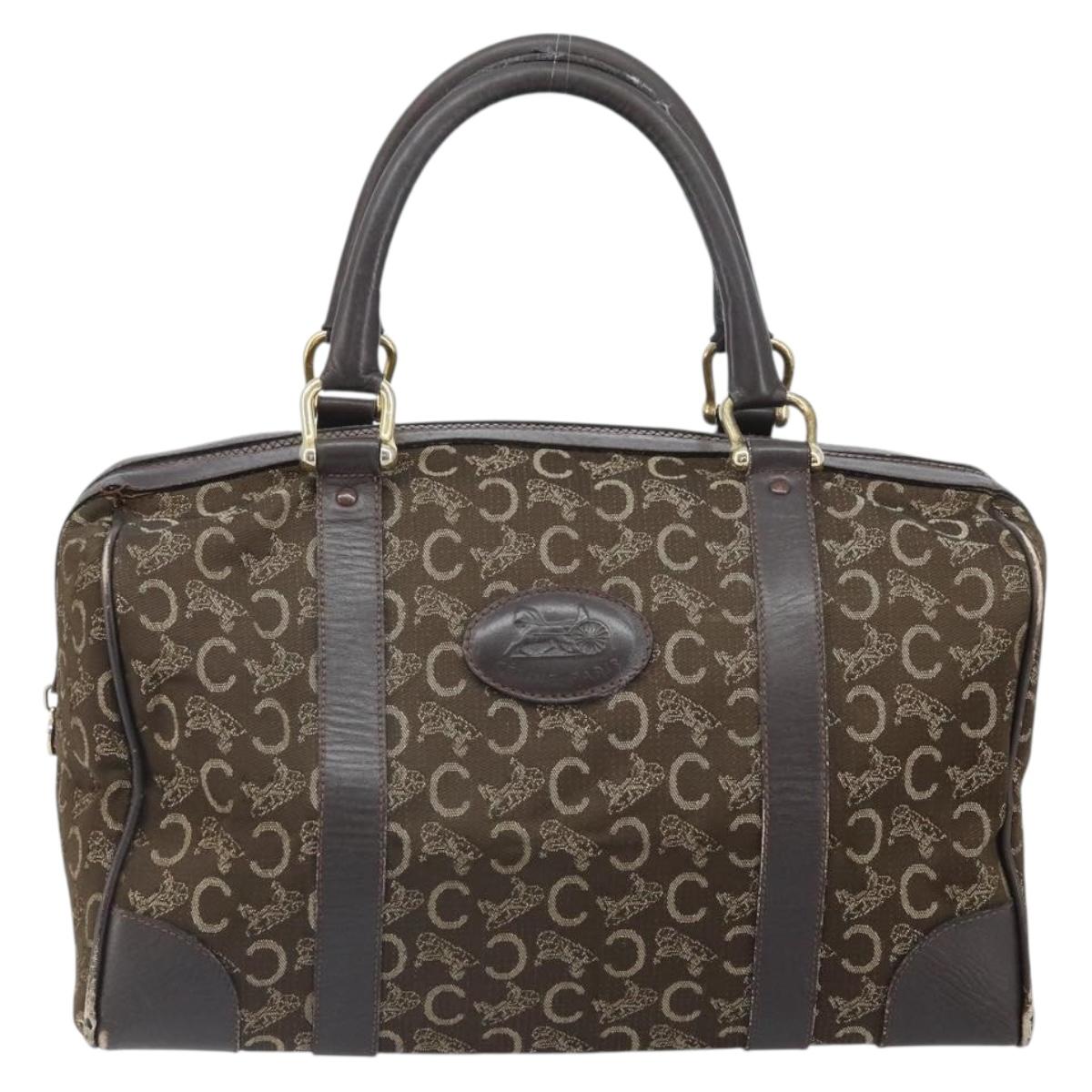 CELINE C Sulky Hand Bag Canvas Brown Gold Auth 172249