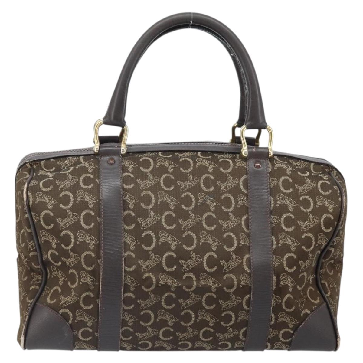 CELINE C Sulky Hand Bag Canvas Brown Gold Auth 172249
