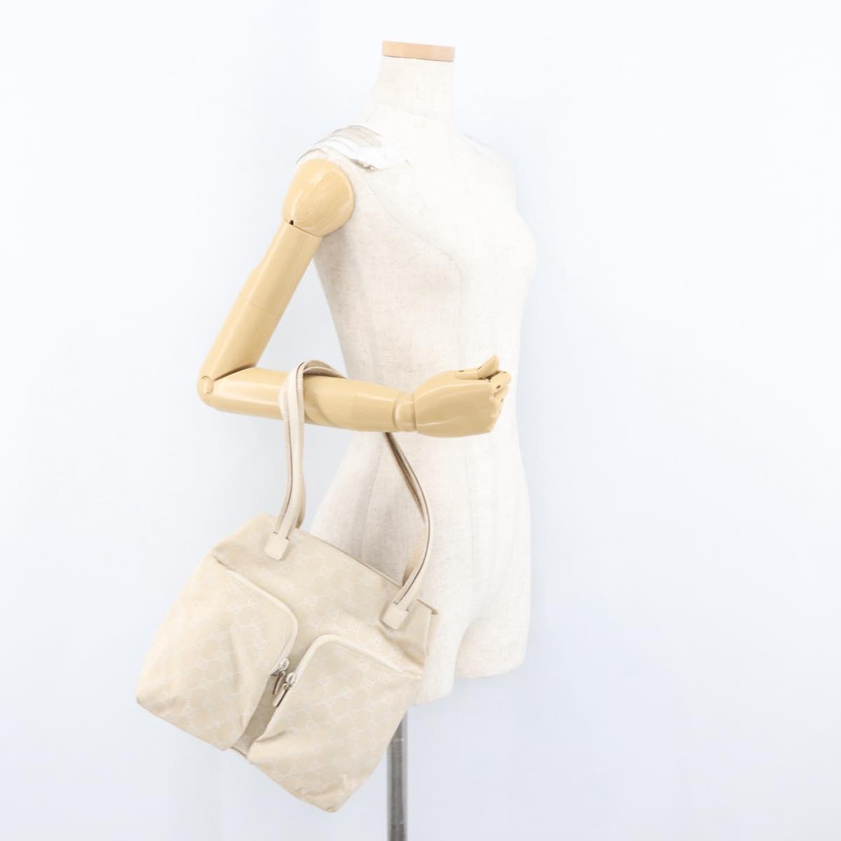 GUCCI GG Canvas Hand Bag Ivory Silver 002 1076 3754 Auth 172252