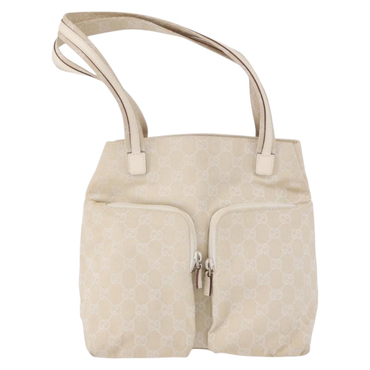 GUCCI GG Canvas Hand Bag Ivory Silver 002 1076 3754 Auth 172252