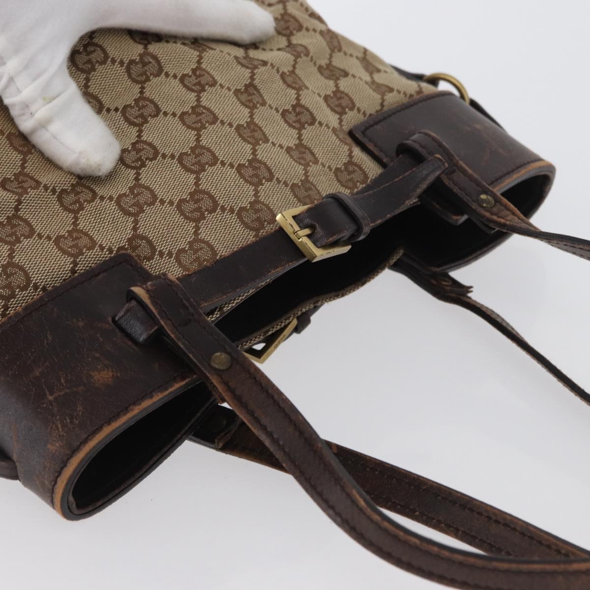 GUCCI GG Canvas Hand Bag Beige Gold 107757 Auth 172253
