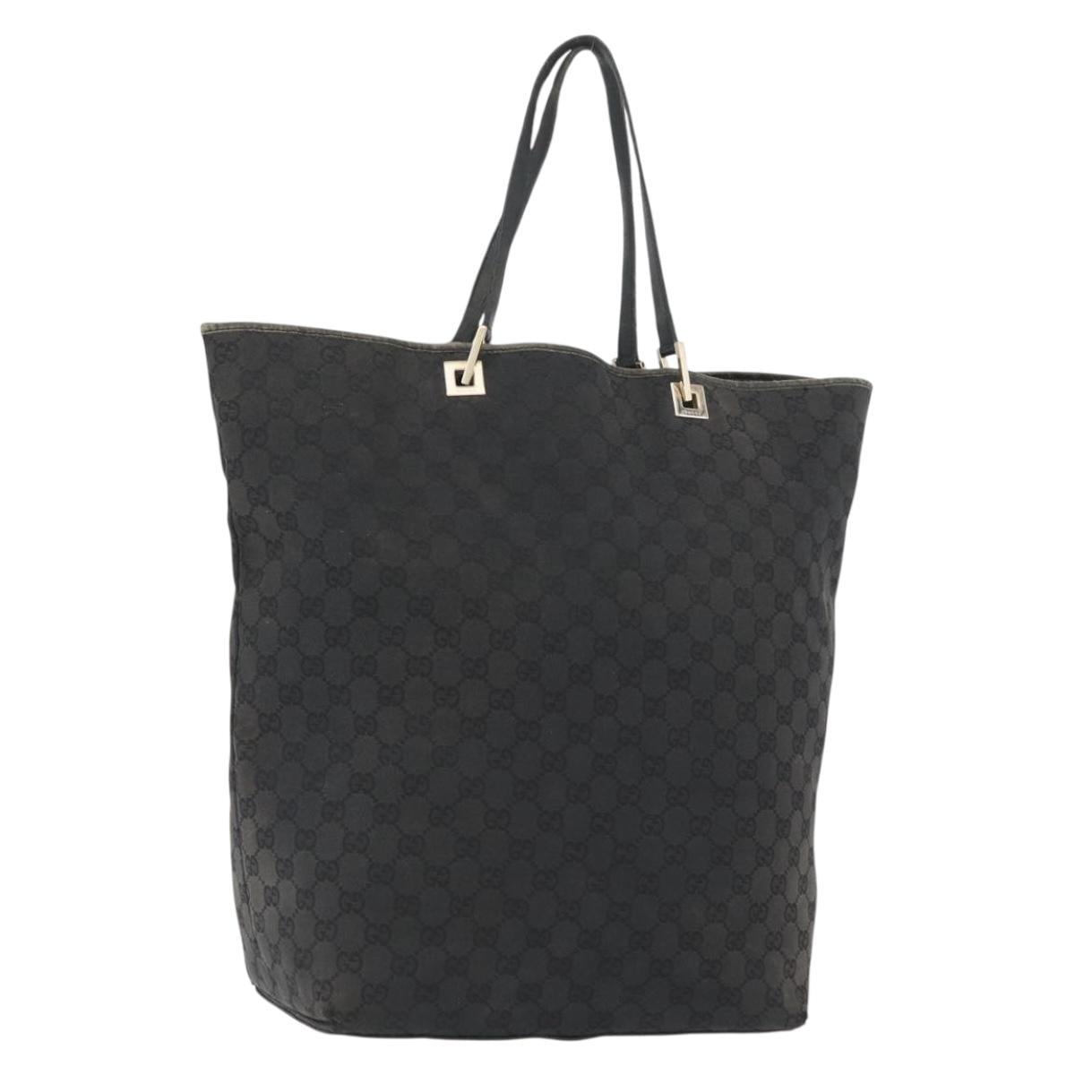 GUCCI GG Canvas Tote Bag Black Gold 002 1097 Auth 172254