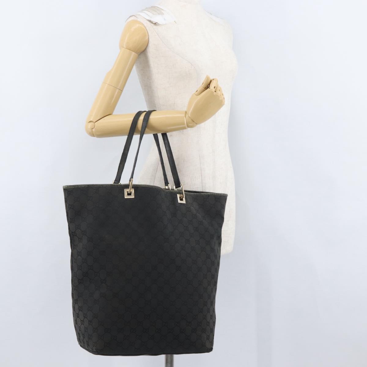 GUCCI GG Canvas Tote Bag Black Gold 002 1097 Auth 172254