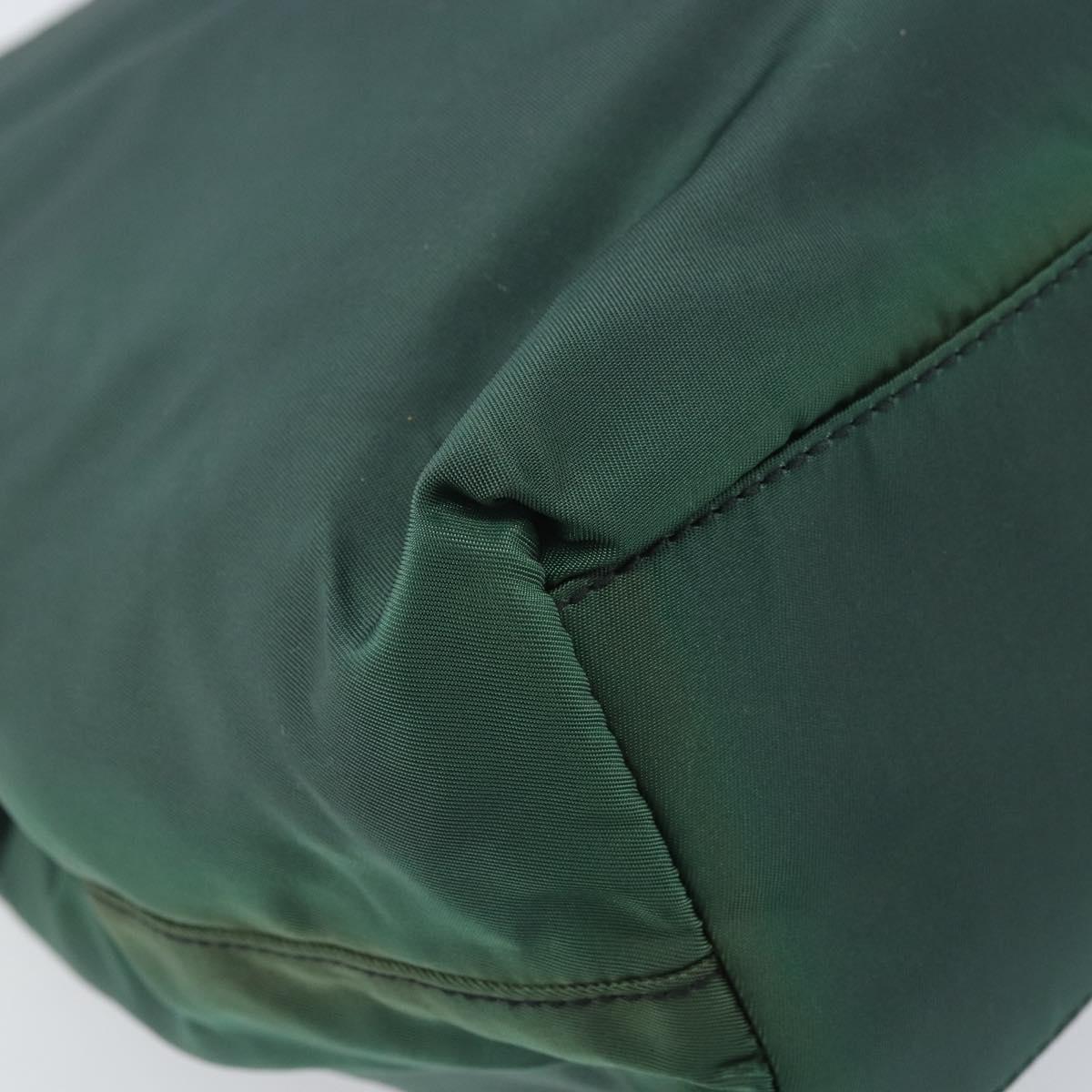 PRADA Hand Bag Nylon Green Silver Auth 172255