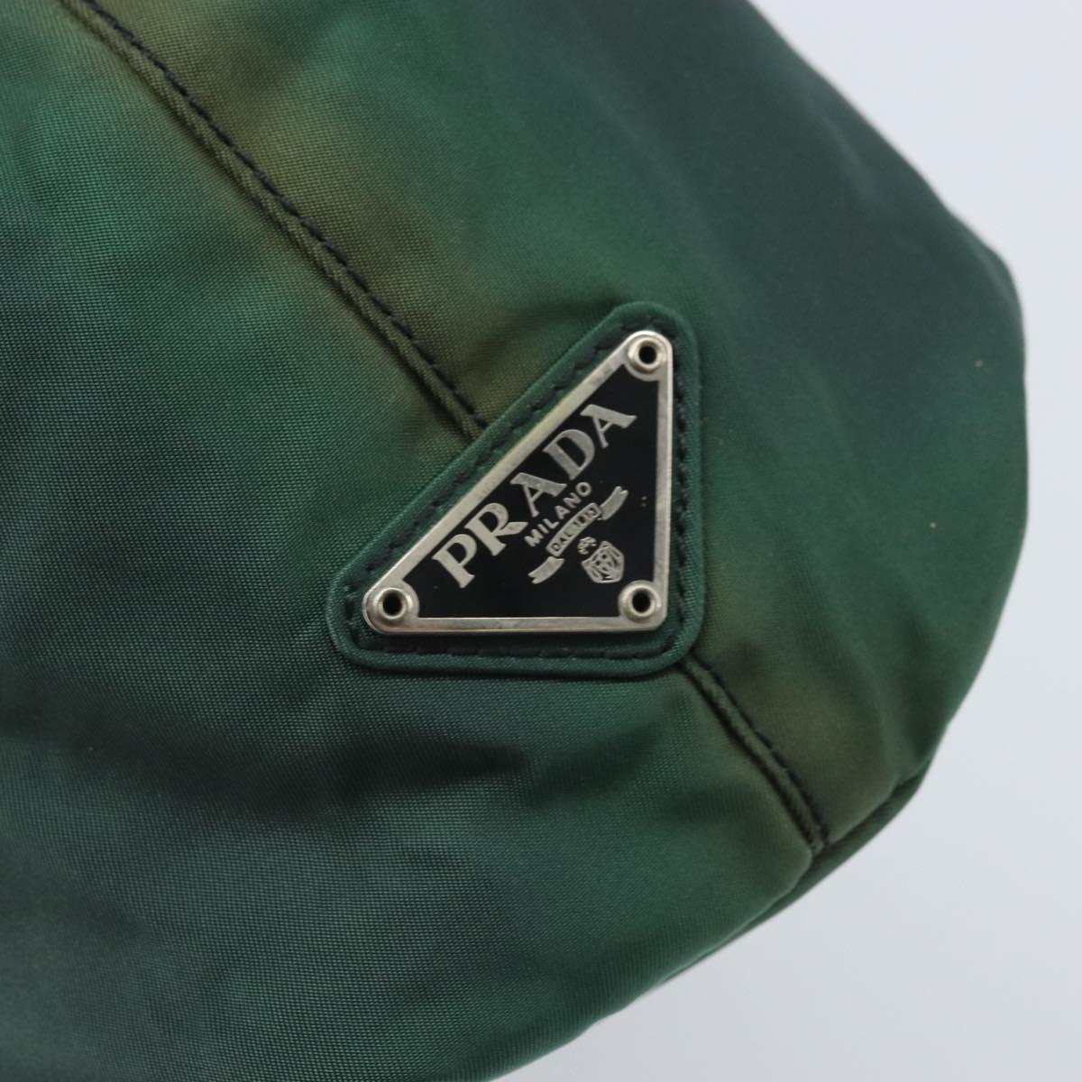 PRADA Hand Bag Nylon Green Silver Auth 172255