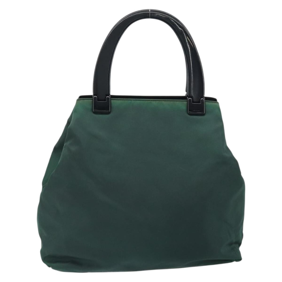 PRADA Hand Bag Nylon Green Silver Auth 172255