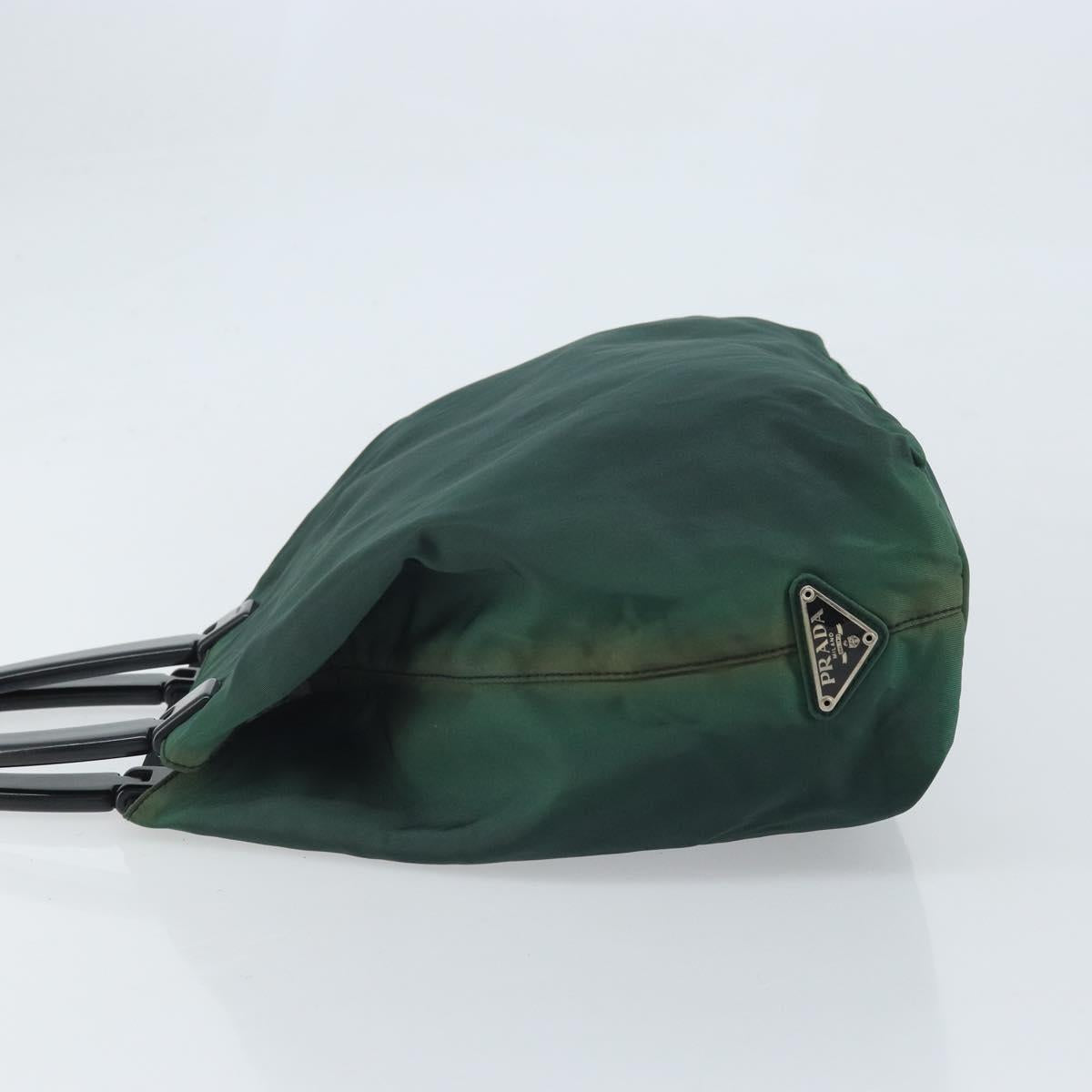 PRADA Hand Bag Nylon Green Silver Auth 172255