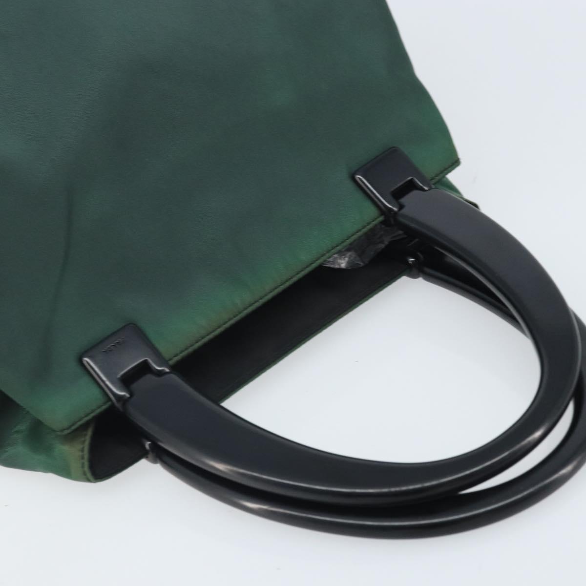 PRADA Hand Bag Nylon Green Silver Auth 172255