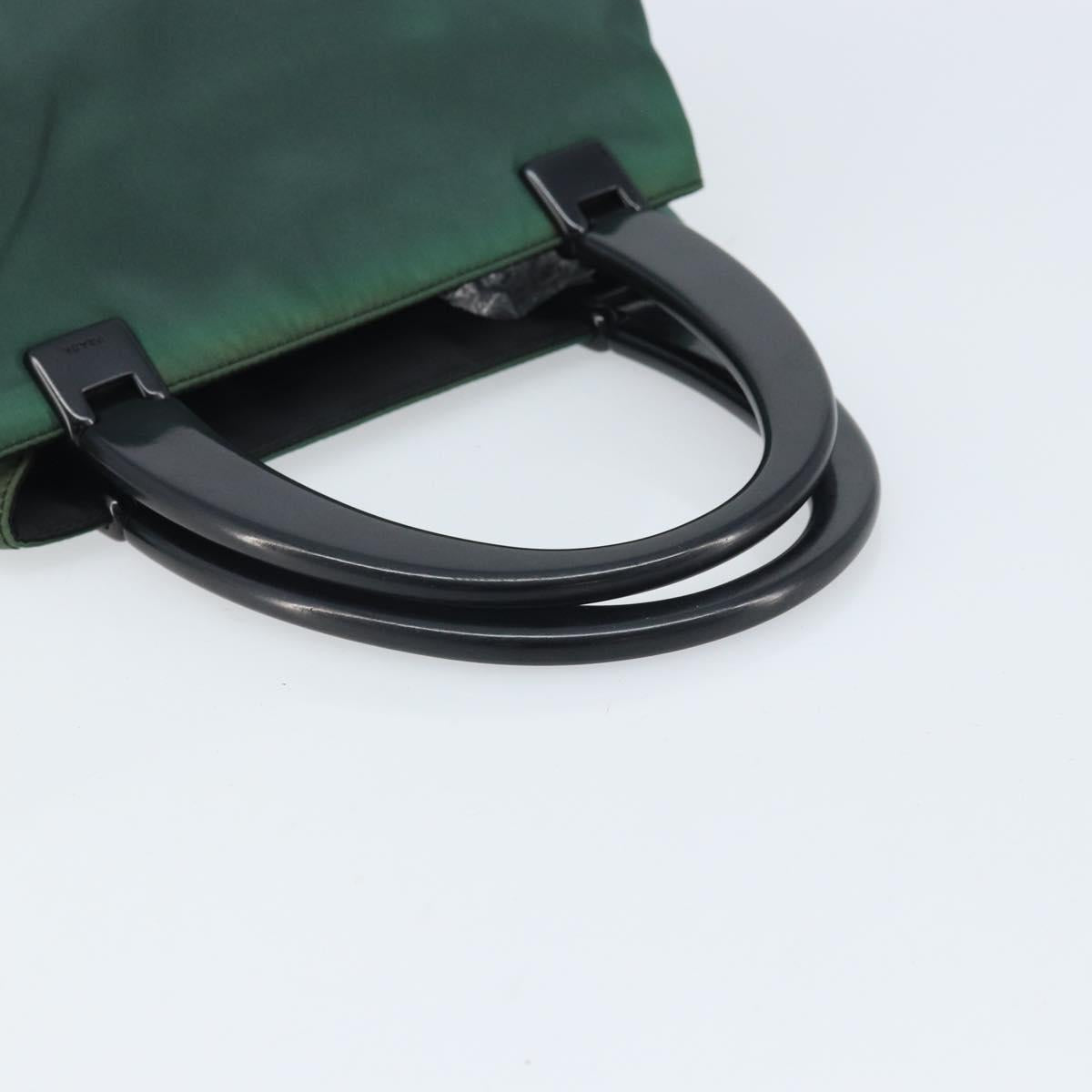 PRADA Hand Bag Nylon Green Silver Auth 172255