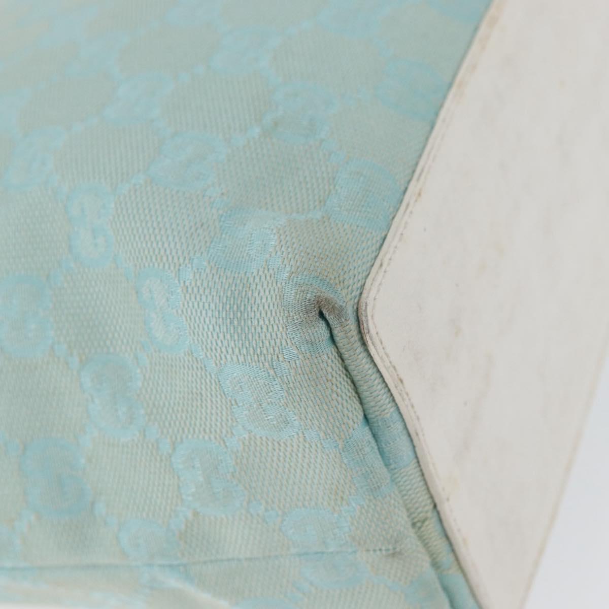 GUCCI GG Canvas Tote Bag Gold Light Blue 002 1099 Auth 172258