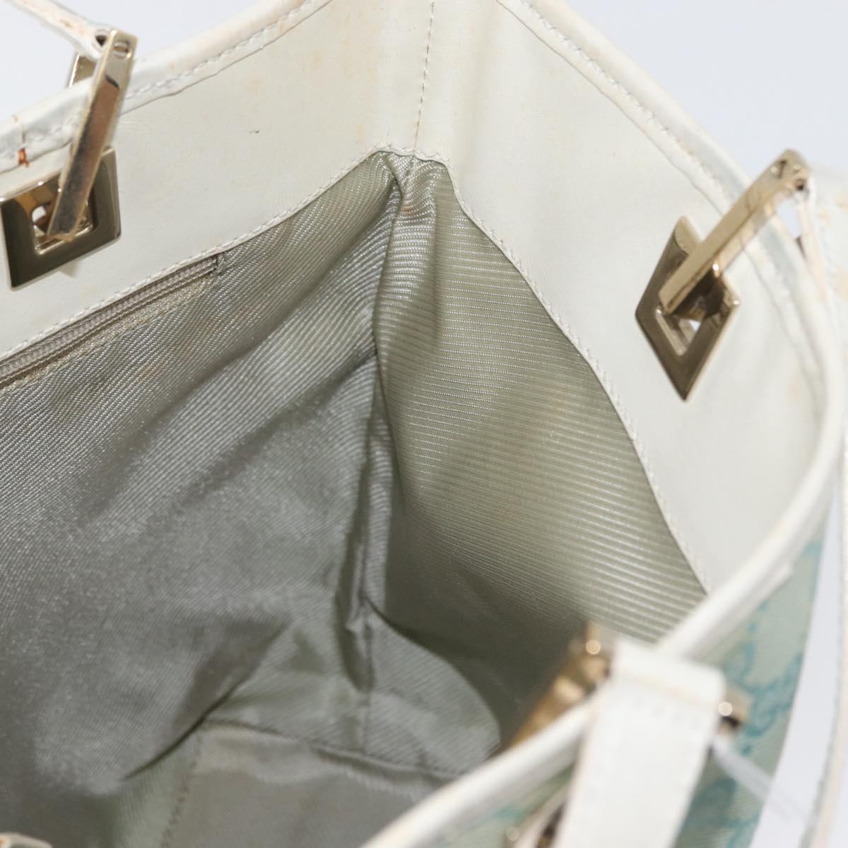 GUCCI GG Canvas Tote Bag Gold Light Blue 002 1099 Auth 172258