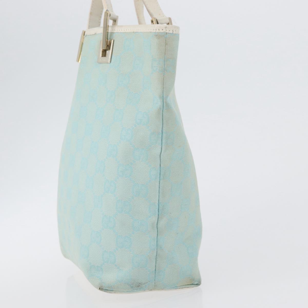 GUCCI GG Canvas Tote Bag Gold Light Blue 002 1099 Auth 172258