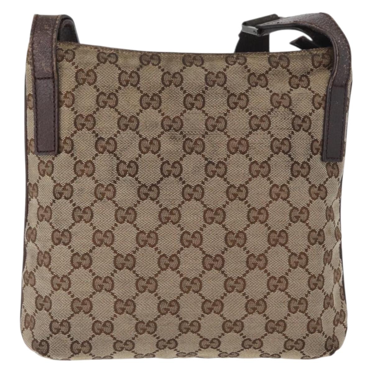 GUCCI GG Canvas Shoulder Bag Beige Silver 122793 Auth 172259