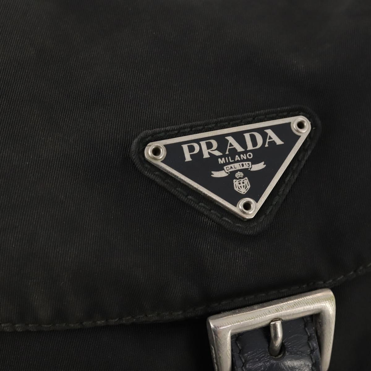 PRADA Backpack Nylon Black Silver Auth 172260