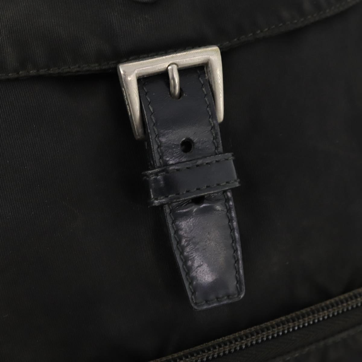 PRADA Backpack Nylon Black Silver Auth 172260